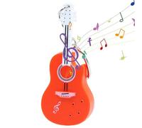 Generic Music Guitar Keychain Pendant, Tiny Violin Keyring With Sound And LED Light, Worlds Smallest Guitar Musical Keychain, Orange, Warm