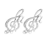 Generic Music Note Brooch Pins Silver Colour 2pcs with Imitation, Zinc Alloy Material Unique and Delicate Design to Brighten up Clothing, for Holiday and Birthday Accessories