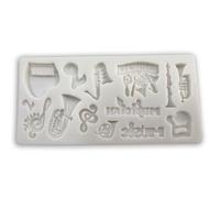 Generic Musician Music Instrument Note Silicone Mould Piano Trumpet Suitable for Making Cake Fondant Jewellery Candy Soap Wax Jelly Chocolate and More, 1808 ZIP