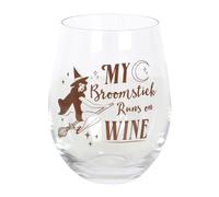 Generic My Broomstick Runs On Wine Stemless Wine Glass in Brown Generic Brown