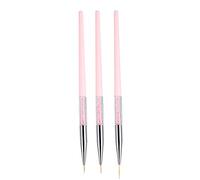 Generic Nail Art Painting Pen Drawing Tool Set for Fine Details and Patterns, 3pcs Gel Polish Brush for Professional Salon Use, Plastic Materials, Pink/Blue/Black, 7mm/11mm/15mm (Pink)