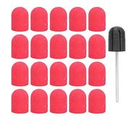 Generic Nail Sanding Drill Bit Set High-Efficiency Polishing Caps for Nail Art 20Pcs 13 X 19mm (Red)