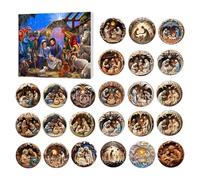 Generic Nativity Scene Set with 24 Pieces Nativity Scene Christmas Tree Ornaments, The Birth of Jesus 2D Acrylic Pendants for Christmas Tree Decoration