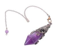 Generic Natural Amethyst Quartz Crystal Pendulum Pendant with Hexagonal Point Handcrafted Genuine Stone for Meditation Yoga Spiritual Dowsing and Energy Balance with Copper Chain