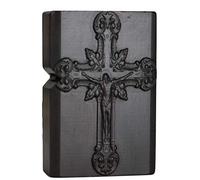 Generic Natural Ebony Black Wood Carved Lighter Outer Casing for Zippo Insert Kit(Jesus and Cross),1 Count (Pack of 1)