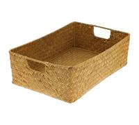 Generic Natural Seaweed Woven Portable with Large Capacity Storage Basket and Multifunctional Use Rectangular Storage Basket for Home Organization and Bathroom