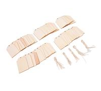 Generic Natural Unfinished Wood Pieces DIY Crafts Hemp Rope Ornaments for Handicraft Bookmarks Gift Labels Decoration, 50pcs Boxwood Wood 3.7"x2.1", Suitable for Art Courses
