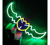 Generic Neon Sign Wall Decor Warglaive of Azzinoth LED Neon Light for Game Room Man Cave, USB Powered Dimmable WOW Alliance&tribe Gamer Cool Gifts(Color Green Yellow Blue)