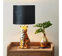 Generic New Tiger Table Lamp - Funky Ceramic Animal Lamp with Velvet Shade, Cute Tiger Design, Painted Finish, Mains Operated E14 SES Bulb M-02