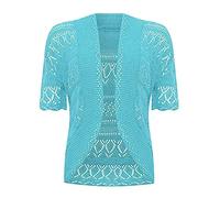 Generic New Women's Crochet Knitted Bolero Shrug Open Front Cardigan Top Size. UK 16-30 Aqua