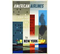 Generic New York American Airlines Poster Huge: Retro Vintage Reproduction Advertising Classic Similar to A1 36"x24" #UC1216