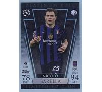 Generic Nicolo Barella Platinum Pull Trading Card, Match Attax 2024 2025, Football, Serie A, Inter Milan, 1 Card