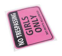 Generic No Trespassing Only Sign Pink Room Wall Stickers Self-Adhesive Warning Decor for Teen Bedroom Door Decoration Sturdy PVC Material Wall