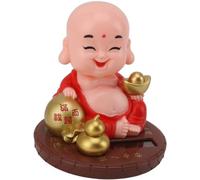 Generic Nod Buddha Figurine Solar Buddha Monks Statues Cute Buddha Figurine Buddha Crafts Ornament for Desk Bookcase Cars Dashboard Decoration