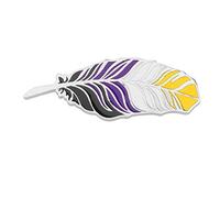 Generic Non-binary Enby Pride Feather Enamel Pin, Steel color, Copper, 4.5 cm * 1.6 cm, Unisex Gift