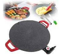 Generic Non-Stick Electric Indoor Grill Pan, Smokeless Korean BBQ Grill, Multi-Functional Electric Griddle, Compact & Portable, 800W, Stainless Steel, Stone, 36CM