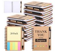 Generic Notebook Set of 20 with Sticky Notes, Linen Bound Journals with Pen, Employee Thank You Gifts, Memorable Keepsakes for Coworkers and Students