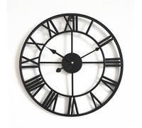 Generic Numeral Clock, Wall Clocks, 60CM Metal Vintage Large Black Wall Clock, Round Silent, for Living Room Bedroom Kitchen Hotel Office Black