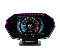 Generic OBD HUD Display with Automatic Brightness Adjustment and Comprehensive Alerts for Most Vehicles
