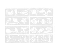 Generic Ocean Animal Drawing Stencils Easy to Clean Made of Sturdy Pet Material 6 Sets Reusable Beige Templates for Scrapbook and School Projects, for DIY Painting and Crafting