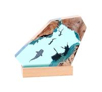 Generic Ocean Resin Night Light, Whale Shark and Divers, Handmade, Epoxy Resin, Blue, Table Lamp for Bedroom, Living Room