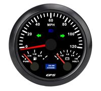 Generic Łódź Voltage Meter, 120 Km/h Color Backlight 85 Mm 3-3/8 Inches GPS SPEEDomet DC 9-32V Easy Reading 3 in 1 for RV Yacht Truck (Black Dial Black Bezel CX8307B)