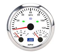 Generic Łódź Voltage Meter, 120 Km/h Color Backlight 85 Mm 3-3/8 Inches GPS SPEEDomet DC 9-32V Easy Reading 3 in 1 for RV Yacht Truck (White Dial Silver Bezel CX8308)