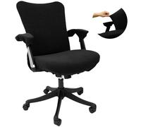 Generic Office Chair Cover with Armrest Covers Corn Fleece Stretch Desk Chair Cover Machine Washable Computer Office Chair Cover Easy to Install for Office Home Rotating Chair (Black)