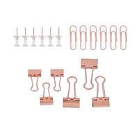 Generic Office Clips Kit Colored Metal Antirust for Organizing Papers At Work, Includes 20 Push Pins, 30 Paper Clips, Light Blue and Rose Gold (Rose Gold)