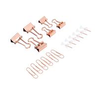 Generic Office Clips Kit Durable Metal Organizer Set for Paper Storage Decoration Teachers Students Office, 20 X Push Pins 30 X Paper Clips 7 Large Long Tail 15 Small Long Tail (Rose Gold)