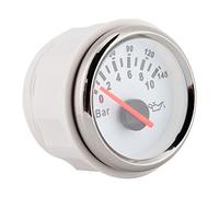 Generic Oil Pressure Meter 52mm with LED Backlight High Precision for Auto Motorcycle Boat Truck 12V 24V Stainless Steel IP67 (White Dial Silver Cover)