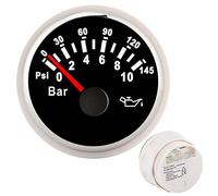 Generic Oil Pressure Meter 52mm with LED Backlight High Precision for Auto Motorcycle Boat Truck 12V 24V Stainless Steel IP67 (Black Dial Silver Cover)