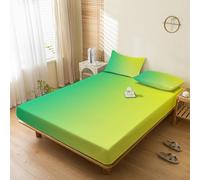 Generic Ombre Fitted Sheet Single Bed, with 1 Pillowcase - Yellow Green Gradient Bed Sheets & Bedroom Decor & Gift, 30 cm Deep Pocket, Soft Brushed Microfiber Bedding - SWJ1983
