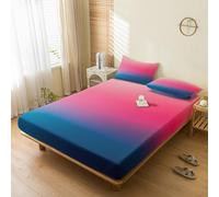 Generic Ombre Fitted Sheets Super King Size, with 2 Pillowcases - Gradient Pink Blue Bed Sheets & Bedroom Decor & Gift, 30 cm Deep Pocket, Soft Brushed Microfiber Bedding - SWJ1982