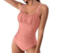 Generic One Piece Swimsuit High Leg, Quick Dry Bathing Suits Bow Tie Back Low Waisted Sport Flat Seams Athletic Swimsuit with Chest Pads Try Before You Buy Autumn Winter Holidays Pink