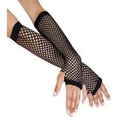 Generic One Size Long Fishnet Gloves, Elastic Fingerless Net Mesh Goth Gloves 80s Hand Gloves for 80s Fancy Dress Costume Accessory Party Supplies, Black 1 Pairs