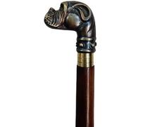 Generic Orca International Co.Antique Brown Wooden Walking Stick with Black Brass Finish Dog Head Handle Foldable &Durable Walking Cane for Seniors & Adults