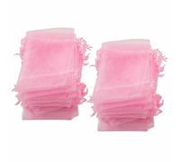 Generic Organza Drawstring Gift Bags Portable Jewelry Bags for Wedding, 100PCS Transparent Mesh Small Organza for Wedding Party Decoration 10x15cm (Pink)