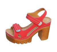 generic orthopedic sandals for women womens open toe wedding shoes bridal courtship sandal mujer bohemian sandal mujer minimalist flat leather everyday, red, 5 UK