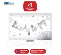 Generic Otw 151 Baby Shower Banner - Ready To Pop Silver Foil Stitched Garland - 1.5 Metre