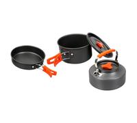 Generic Outdoor Camping Cookware Kit Pot and Pan Set for Small Groups, Black Aluminum Alloy, Portable, Easy to Clean, Hiking Picnic 1 Set