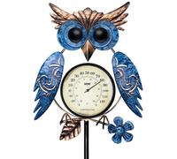 Generic Outdoor Thermometer Owl Shaped, Garden Stake Metal, Display Celsius/Fahrenheit, Dial Easy To Read, Gardens Patios And Yard