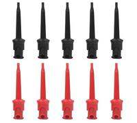 Generic P5002 Test Hook Lead Grabbers 10pcs Hook Clamp/Holder Lead Kit Powerful Spring Multimeter Probe Welding 5 Colors Option (five black and five red)