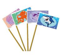 Generic Pack of 4 Sand Flags Sandcastle Beach Animals, 51093