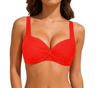 Generic Padded Bikini Top, Push-Up Bathing Top, Padded Bra, Swimsuit Top (Red, XL)