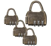 Generic Padlocks Security Style Antique Combination 4pcs Locks Retro Digit Lock Set, Metal Password Vintage Chinese for Outdoor Shed, Gym Locker