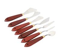 Generic Palette Knife Set Premium Stainless Steel Mixing Scraper for Oil Painting Acrylic Mix, Birch Handle Red Brown, 7Pcs, for Artists