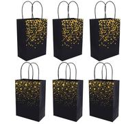 Generic Paper Bags with Handles Simple Design Packaging Pouches 12pcs Black Large Capacity and Easy to Carry, Sanitary Party Present Bags for Work and Party Use