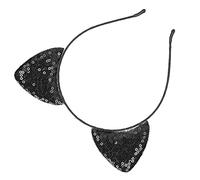 Generic Party Cat Ear Headband with Sequins Women's Kitty Hair Accessory Non-Slip Design 4.9 X 5.5in for Party Dances (Black)