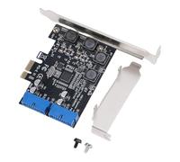 Generic PCIE to USB 3.0 Expansion Card High Performance Dual Port 19 Pin PCI Express Expansion Card for Desktop Computer with Power Modules, Fuses, and Capacitors, Metal/PCB